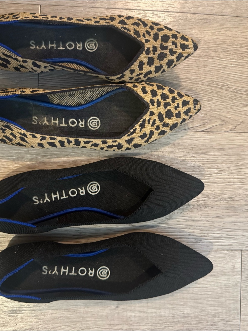 Rothy's Pointed Toe Flats - Leopard and Black